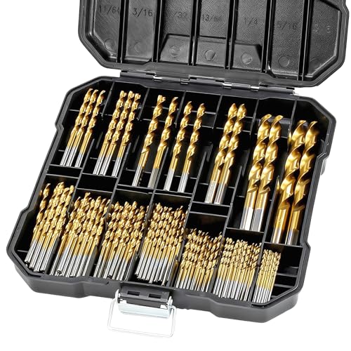 COMOWARE M35 Cobalt Drill Bit Set for Hardened Metal and Stainless Steel, 99Pcs Tri-Flat Shanks High Speed Steel Twist Jobber Metal Drill Bits 1/16"-3/8", with Plastic Index Storage Case