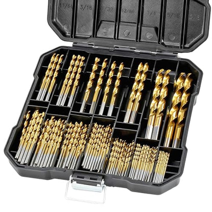 COMOWARE M35 Cobalt Drill Bit Set for Hardened Metal and Stainless Steel, 99Pcs Tri-Flat Shanks High Speed Steel Twist Jobber Metal Drill Bits 1/16"-3/8", with Plastic Index Storage Case