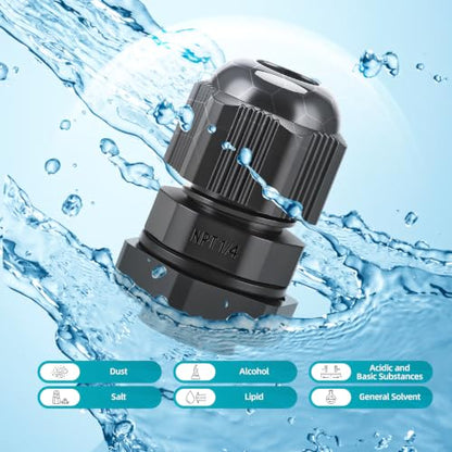 12 Pcs 1/4" NPT Cable Glands Waterproof Strain Relief Connector - color: 12 Pcs 1/4" NPT