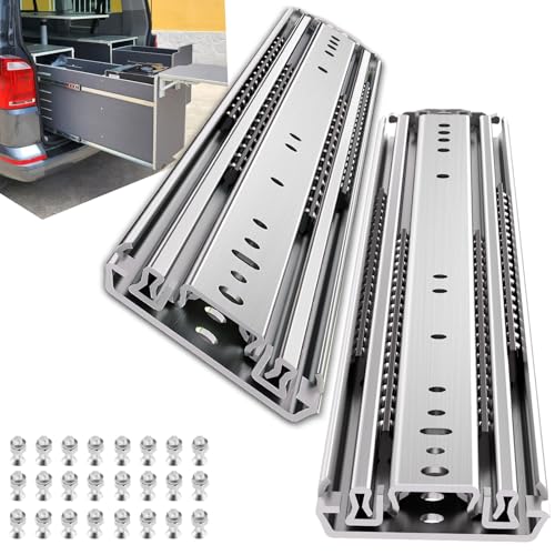 SLIDEWAY 500Lbs Heavy Duty Drawer Slides 16" Full Extension Long Rails - color: W:76mm-500LBS(without lock), size: 16 Inch