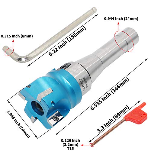 2 Inch Face Milling Cutter Aluminum 400R 50MM CNC End Milling Cutter Holder + R8-FMB22 Shank Face Shell Mill Arbor + 4pcs APKT1604 Carbide Inserts + 8mm Hexagon Wrench + T15 Wrench CNC Machine Tools - style: AL 400R 50-22 (1.968 Inch)
