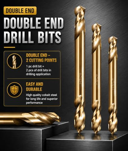 HSS Cobalt Drill Bit Double End 7/32 in. Stubby Body Drill Steel Metal Iron-10Pcs - size: 7/32"(10Pcs)