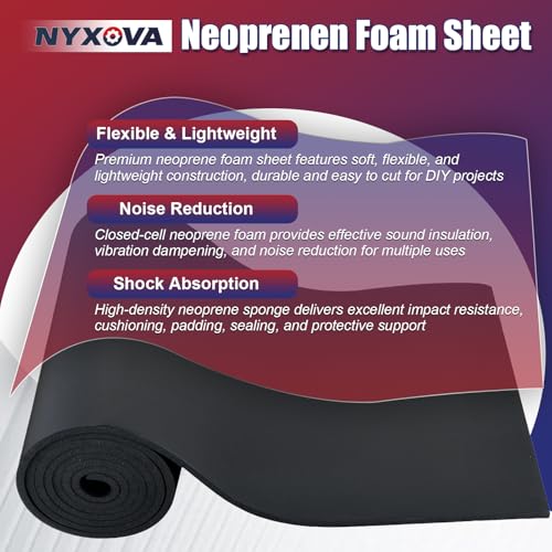 NYXOVA Neoprene Sponge Foam Sheet Roll 1/4" x 13" x 80" - size: 1/4" x 13" x 80"