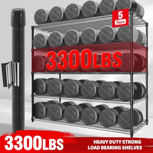 Garvee 5-Tier Storage Shelves Metal Shelving Units with Wheels for Garage - size: 59"D x 23.6"W x 82"H