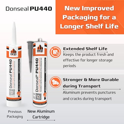 DCP Donseal PU440 Polyurethane Concrete Sealant 2 Pack– Non-Sag Concrete Caulk for Joints, Walls, Sidewalk, and Foundation, 10.1 fl. oz. Cartridge – Grey