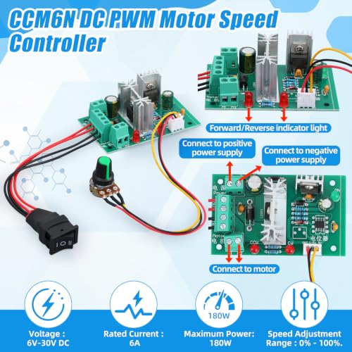 Copkim 12V DC Geared Motor Kit (20RPM Speed), JGB37-520 Motor with CCM6N PWM Controller, 6mm D-Shaft Flange and Bracket - style: 20rpm