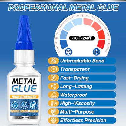 Metal Glue, Super Glue for Metal 30g Heavy Duty Instant Adhesive, Fast Drying Clear CA Adhesive for Stainless Steel, Aluminum, Iron, Jewelry Repair, DIY Crafts, Waterproof Strong Bonding - size: 1 Pack