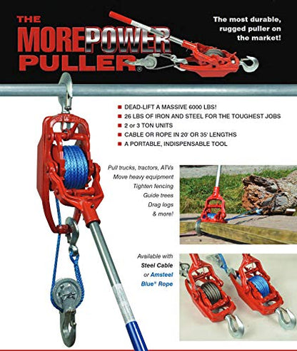3 Ton Ratchet Puller With 35' Of 5/16" Amsteel Blue