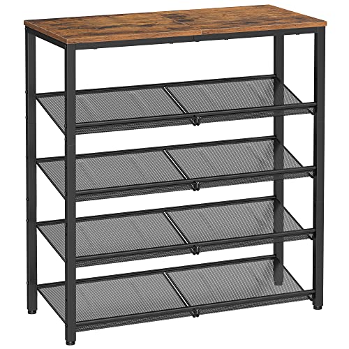 VASAGLE 5-Tier Shoe Rack, Adjustable, Freestanding - color: Rustic Brown + Ink Black, size: 5 Tiers (29.5"W)