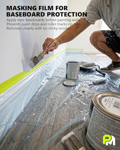 Pre-taped Automotive Masking Film for Painting - 44" x 66', 2 Rolls - color: Blue, size: 2 Roll of 44" x 66'