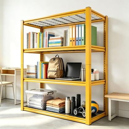 REIBII 40" W Yellow Garage Shelving with Double-Layer Frames for Hobbyists - size: 40" W X 19.7" D X 59.9" H