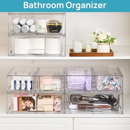Vtopmart Clear Stackable Storage Drawers, 5 Pack Wide Storage Set - style: 3 Wide+2 Small