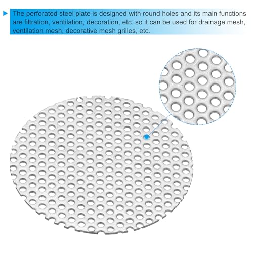PATIKIL 2" Dia 304 Stainless Steel Perforated Sheet 0.06" Hole 2 Pcs - size: 2inch