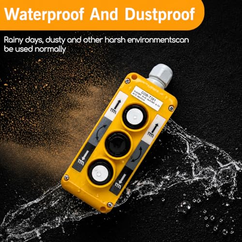 Waterproof Industrial 3 Button Electric Hoist Crane Pushbutton Switches with Box Holder COB Industrial Up Down Driving Push Button Switch Control