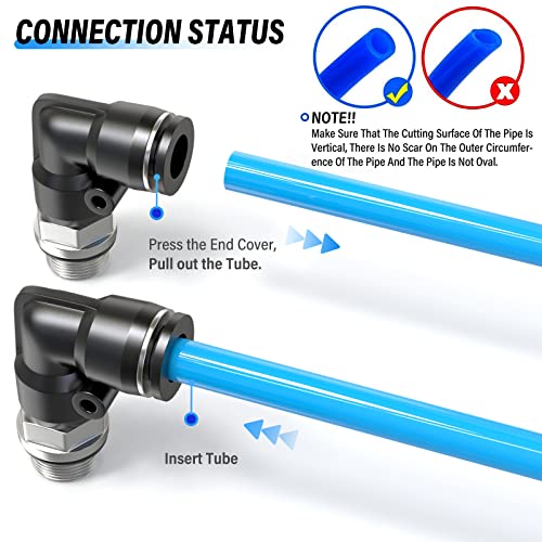 TAILONZ 6mm x 1/8" BSP Push to Connect Elbow Fitting 10Pcs - size: 6mm OD 1/8" BSP