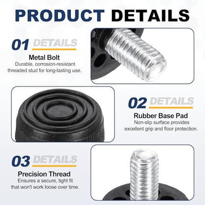 uxcell 8Pcs M10 Thread Adjustable Furniture Levelers, 1.22 x 1.18 - size: M10 x 1.22" x 1.18"