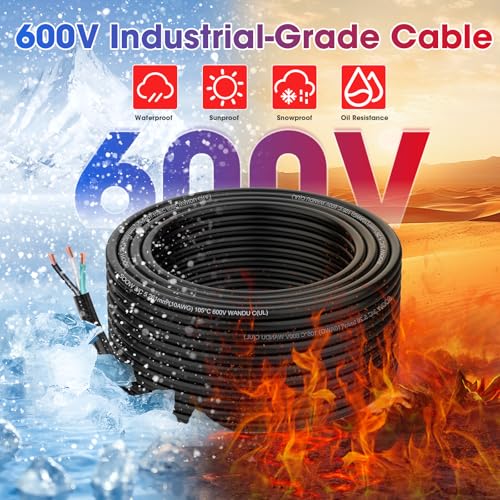 15ft 10/3 10AWG SOOW Wire, Portable Electric Wire Extension Cord - size: 15FT, style: 10AWG-3 Conductor