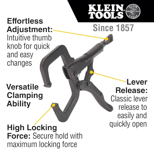 Klein Tools 38630 C-Clamp Locking Pliers with Standard Jaws, Intuitive Thumb Knob, Adjustable Clamp for Home, Shop, Woodworking, 6-Inch - style: 6-In Standard Jaw