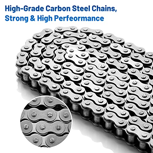 ANSI #40 Roller Chain, 10 Feet 240 Links with 5 Connecting Links, 1/2 Inch Pitch, Fits Go Karts, Mini Bikes, Scooters, Motorcycles, Bicycles, ATVs, Dirt Bikes and Industrial Machinery - size: 10 Feet, style: 240 Links