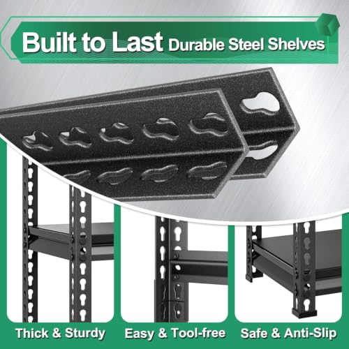 Storage Garage Shelving Units: 48" W x 16" D x 39" H Black