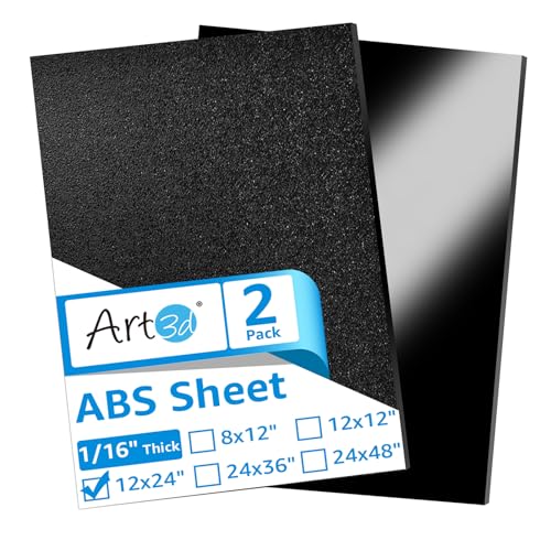 Art3d ABS Plastic Sheets, 1/16" Thick, Rigid Textured, 2-Pack of 12 x 24" - size: 12" x 24", 1.5mm Thick