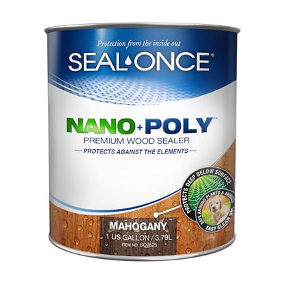 Seal-Once Nano+Poly Wood Sealer and Waterproofer, Mahogany, 1 Gallon - color: Mahogany, size: 1 Gallon