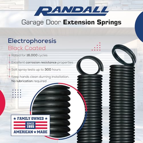 Randall Manufacturing 25" Garage Door Extension Springs, 80 lb Gold End, 2-Pack – Includes 156" x 1/8" Safety Cables, S-Hooks & Adjustment Clips – for 7 FT Doors – Made in USA - size: 80 LBS Gold End 2 Springs