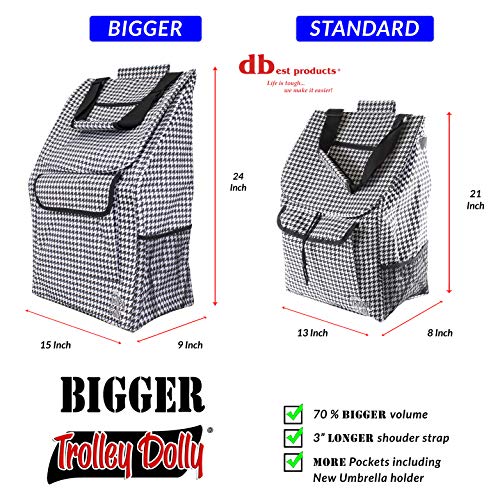 dbest products Bigger Trolley Dolly, Houndstooth Shopping Grocery Foldable Cart - color: Houndstooth