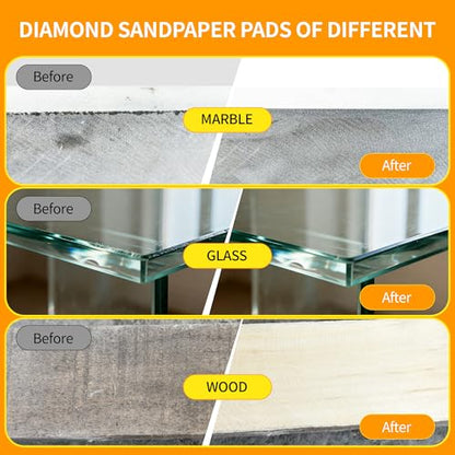 Diamond Hand Polishing Pads,200 Grit Diamond Sanding Pads - color: orange