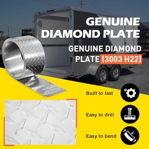 Diamond Plate Aluminum Sheet – 3003 H22, 17GA 0.045" Thick, Heavy-Duty Aluminum Sheet Metal 40" x 120", Rust-Resistant Metal Panel for Kitchen, Bathroom, Walk-In Refrigerators, Trailers & DIY Projects - size: 40" x 120"