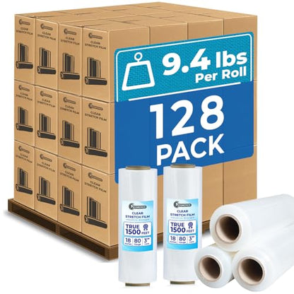 Rosmonde 128 Pack Bulk Plastic Wrap, 18" x 1500 ft Shrink Wrap, 80 Gauge - color: Clear, size: 128 Pack | Express Pallet
