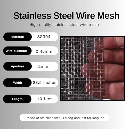 10 Mesh 304 Stainless Steel Wire mesh 23.5 in. x 10 ft.