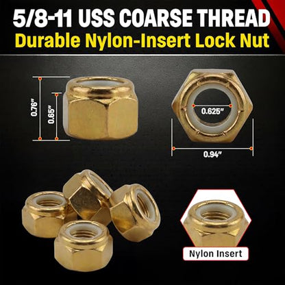 Chenango Supply 5/8-11 Grade 8 Nylon Insert Lock Nuts - size: 5/8-11 Nylock