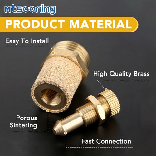 10PCS Pneumatic Exhaust Muffler,1/8" Adjustable Brass Flow Control Silencer - size: 1/8"
