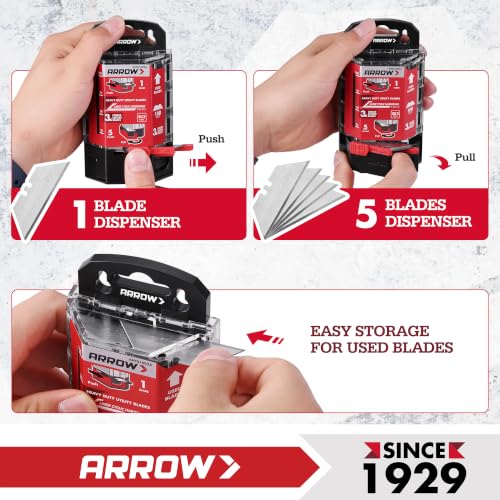 ARROW 100-Pack Utility Knife Blades, SK2 Steel Replacement Blades