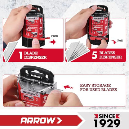 ARROW 100-Pack Utility Knife Blades, SK2 Steel Replacement Blades