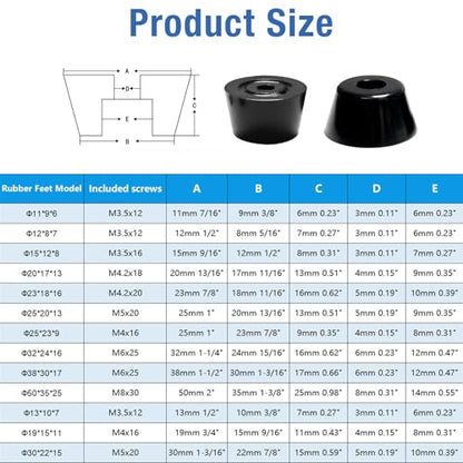 20 Pcs Rubber Feet for Cutting Board with Stainless Screws - size: 13/16" W X 1/2" H