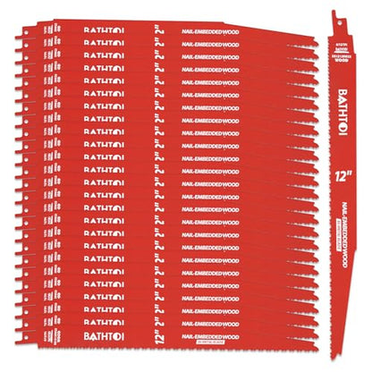 25 Pack 12 Inch 6/12 Tpi Reciprocating Saw Blades for Nail-Embedded Wood - size: 12 Inch 6/12TPI