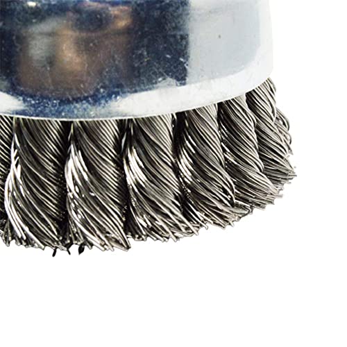 Benchmark Abrasives 3" Knot Wire Cup Brush for Aluminum, Concrete, Metal for Derusting Paint Removal Deburring for Angle Pneumatic Grinder 5/8"-11 Thread - (Stainless Steel) - size: 3" Knot Wire, style: Stainless
