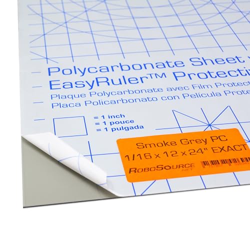 Polycarbonate Sheet 12 x 24 x 1/16" Smoke Grey Plastic, Easy Cut to Size