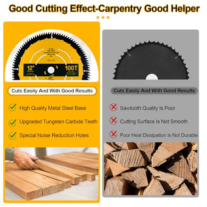 12in 100T Fine Finish Blade Compatible with DEWALT Miter Saw - style: 12IN,100T