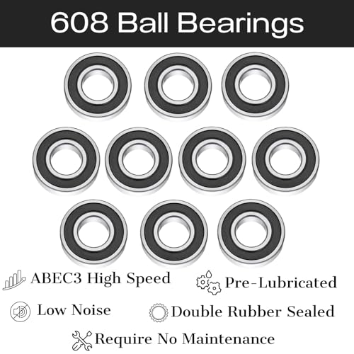 hamiey 50 pcs 608-2rs Ball Bearings 8x22x7mm, Double Rubber Sealed