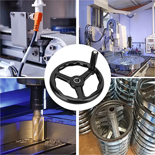 Crank Handle, Hand Wheel, Table Saw Parts, 3 Spoked Durable Lathe Handwheel with Handle for Woodworking, Metalworking, DIY Projects and Machine Tool Accessories