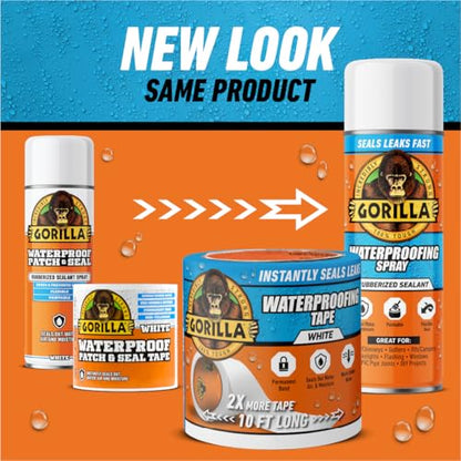 Gorilla Waterproofing Spray, White, 16 oz, 2-Pack, Flexible Sealant - color: White, size: 2 - Pack