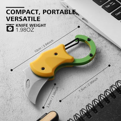 Small Pocket Knife for Men, Pocket Utility Knife with 1.38''Sharp Blade, Cute Folding Knife Box Cutter, Mini EDC Knives for Everyday Carry, Ideal Gifts for Men and Women（Yellow） - color: Yellow
