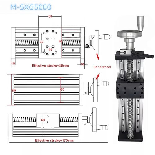 12" 300mm Stroke Manual Linear Rail Slide Table Double Axis Sliding Rails Guide Motion Ball Screw SUF1605 110 lb Max Stage Module with Handwheel for CNC Router DIY Parts - color: with handwheel, size: 12 inch/300mm