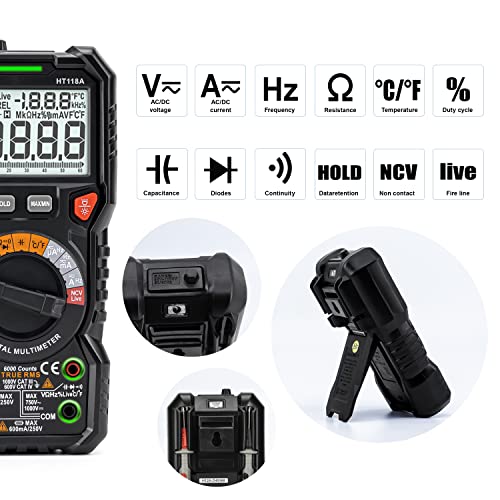 KAIWEETS Digital Multimeter Automotive TRMS Tester 6000 Counts NCV for Car - size: 6000 counts