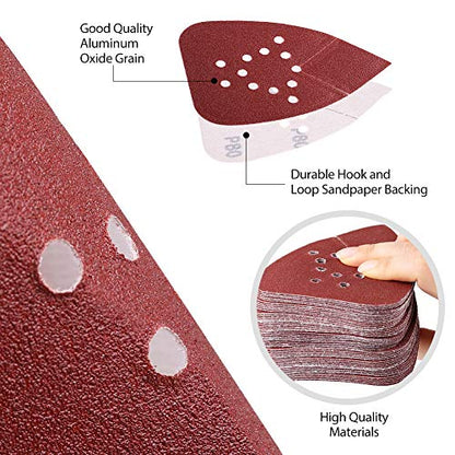 80 Grit Sanding Pads for Black and Decker Mouse Sanders, 50PCS Hook and Loop Sandpaper Sheets - LotFancy 12 Holes Detail Palm Sander Sand Paper - size: 80 Grit