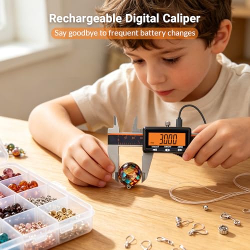 HARDELL Upgraded Digital Caliper, USB-C Calipers, Orange LCD, NonBacklit 6"