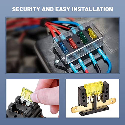 RED WOLF 12 Way Fuse Block Blade Box Holder Standard Circuit Fuses Holder Fit Car Trailer Truck SUV Boat Marine Auto RV Power Distribution Panel Damp-Proof Cover DC 10-32V - size: 12 Way